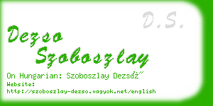 dezso szoboszlay business card